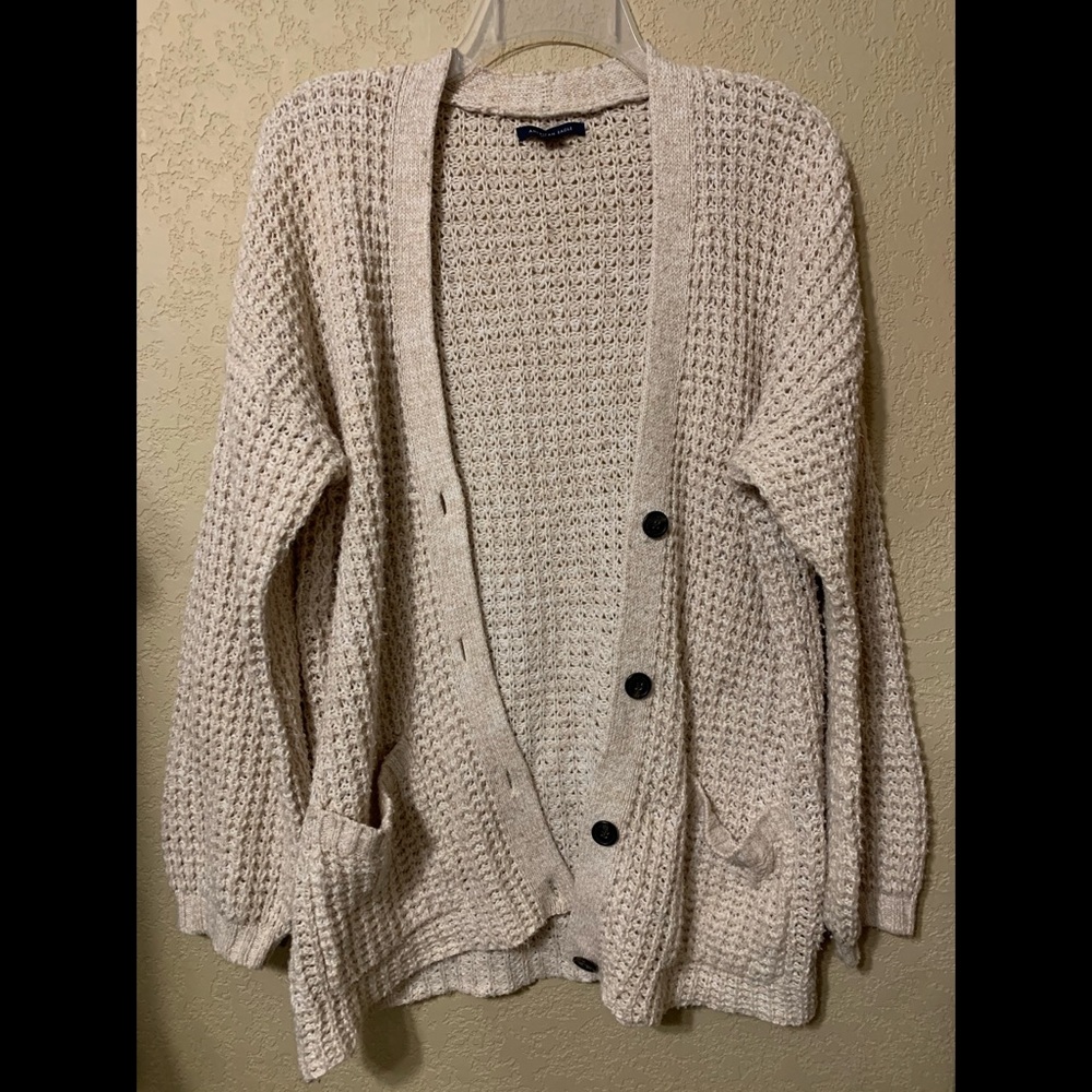 AE Slouchy Waffle Cardigan Sweater